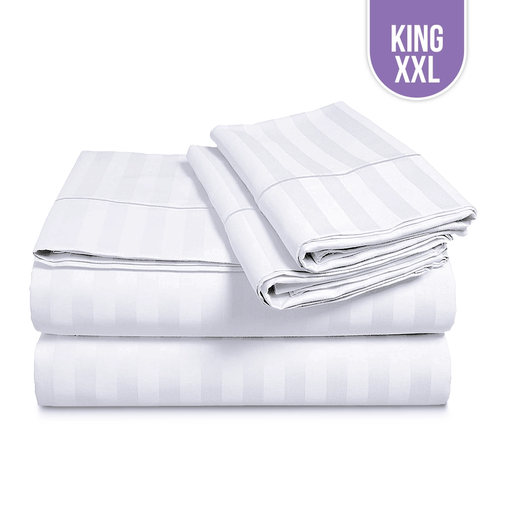 T-250 White Stripe Bed Sheet King Flat XXL – 112″x115″ T-250 White Stripe Bed Sheet King Flat XXL – 112″x115″
