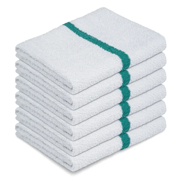 Cleaning Rags Bar Mop 16"x19" White Green Stripe