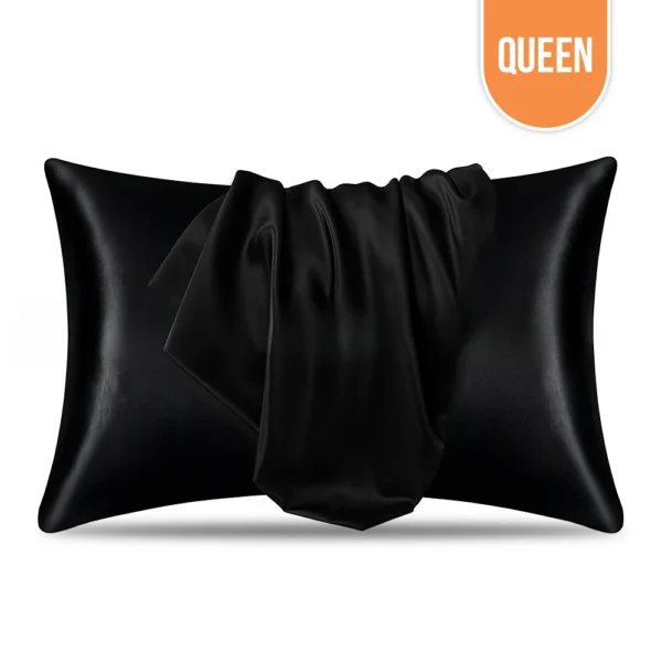 Queen Satin Pillow Cases Black - 20"x30"